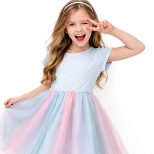 Wonder Nation Pastel Tulle Dress Blue Pink | Girls XL 14–16